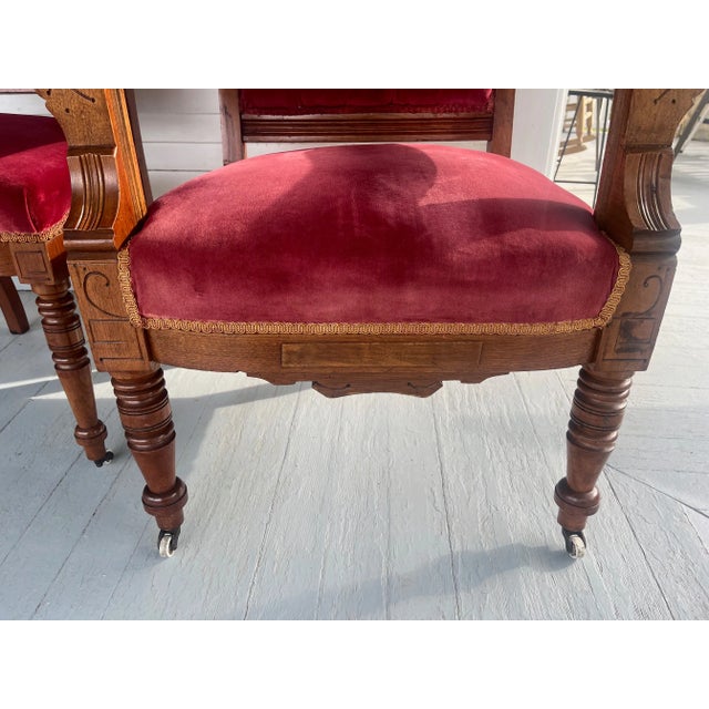 Late 19th Century Late 19th Century Eastlake Tufted Velvet Chairs- Set of 2 For Sale - Image 5 of 12