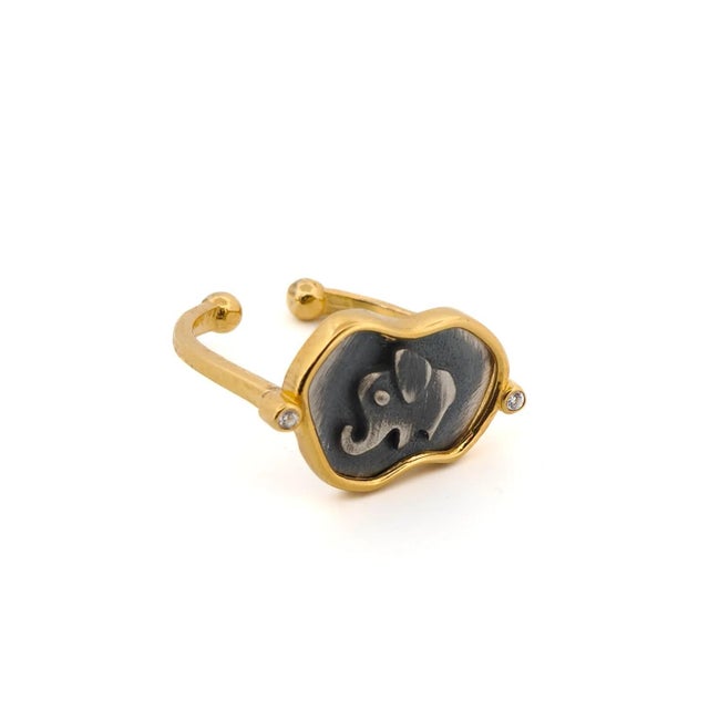 Lucky Elephant Sterling Silver & Signet Ring, a charming and meaningful piece designed to bring you good fortune and...