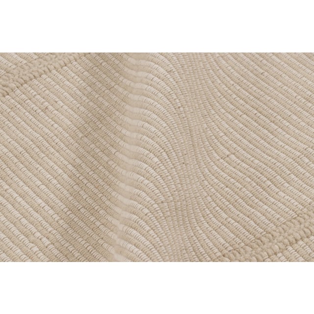 Textile Rug & Kilim's Contemporary Kilim, Beige and Cream Textural Stripes For Sale - Image 7 of 10