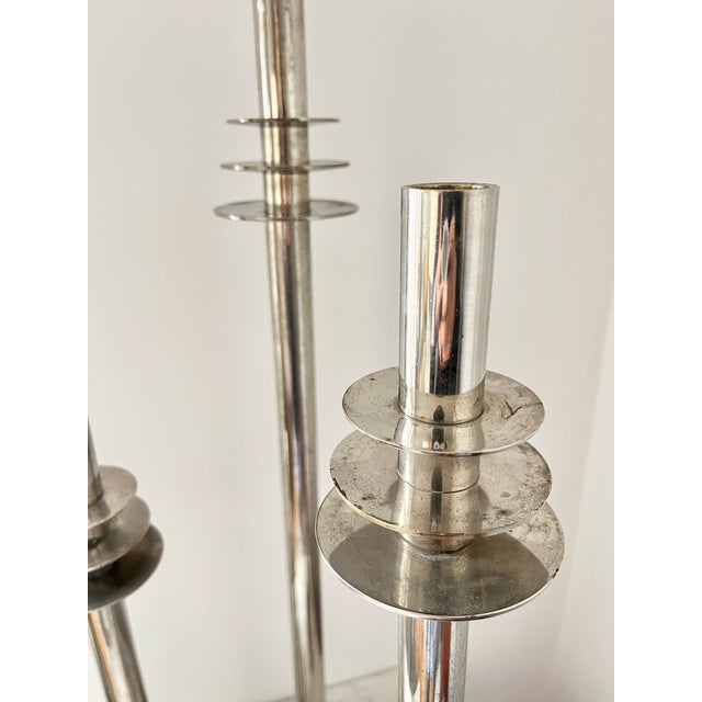 Vintage Art Deco Modernist Chrome Candlesticks, 1930s, Set of 3 For Sale - Image 6 of 17