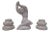 Steinggut Figure with Candleholders by Lauritz Adolph Hjorth, Denmark, 1960s, Set of 3 For Sale