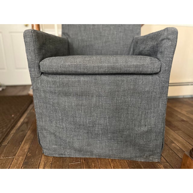 Restoration Hardware Slipcovered Linen Dining Chairs With Casters Set