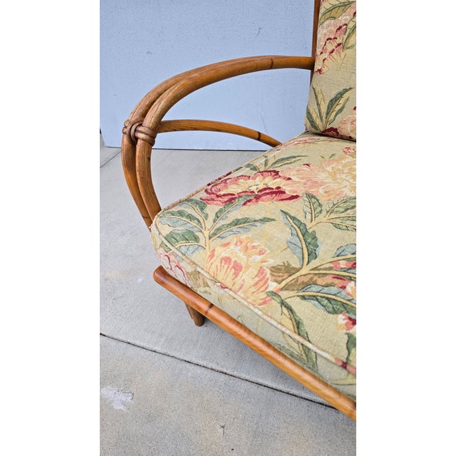 Vintage Heywood Wakefield Mid Century Modern BentWood Rattan Lounge Chair For Sale - Image 12 of 18