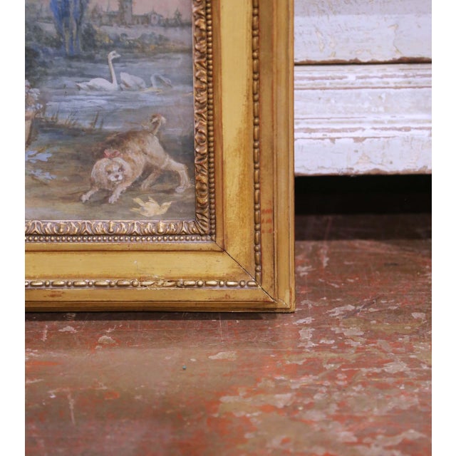 Pair of 18th Century French Louis XVI Framed Watercolors With Protective Glass For Sale - Image 12 of 14