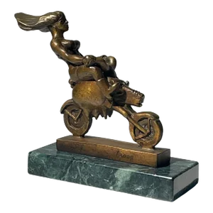 Collaboration Motorcycle Bronze Sculpture “Cruising” by Jeff Tritel