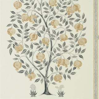 Sanderson Anaar Tree Wallpaper in Charcoal/Gold - a Sample For Sale