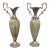 Pair of Vintage Green Onyx Urn Vases With Silver-Toned Handles, Mid-Century Neoclassical For Sale