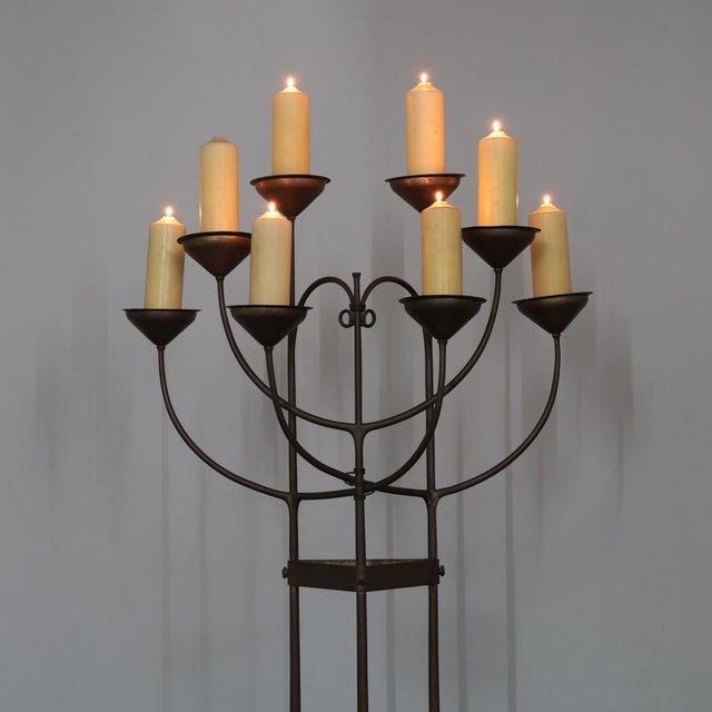 Hand-Forged Floor Candelabra, Netherlands, 1925-1938 For Sale - Image 3 of 11