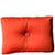 Modern pillow in a bright orange elastic tech fabric and central button in floral Thai silk Size 45 cm × 30 cm | 17.7" ×...