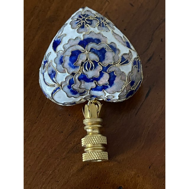 Beautiful 2,5” polychrome enamel on brass heart on brass lamp finial.