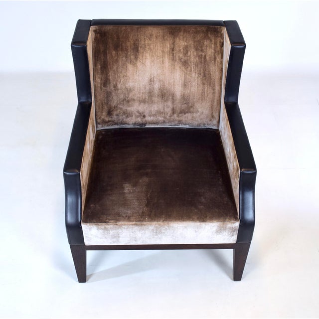 2000 - 2009 French Christian Liaigre for Holly Hunt Brown Leather & Velvet Chair For Sale - Image 5 of 16