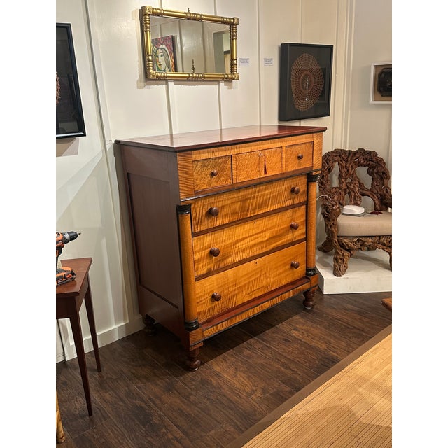 American Empire Curly and Bird’s Eye Maple Chest, Circa 1830. For Sale - Image 15 of 15