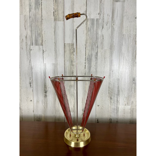 Perforated Metal Umbrella Stand Attributed to Mathieu Mategot For Sale - Image 4 of 12