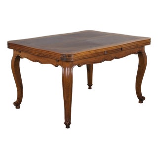 Antique Country French Louis XV Style Provincial Walnut Extendable Dining Table For Sale