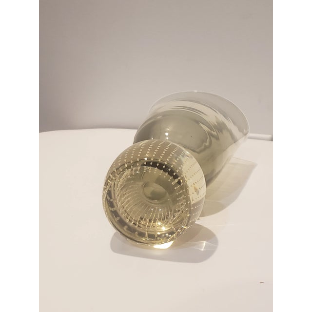 MCM Envelope Vase by Carl Erickson. Smoke Green With Bullicante Base. For Sale - Image 10 of 11