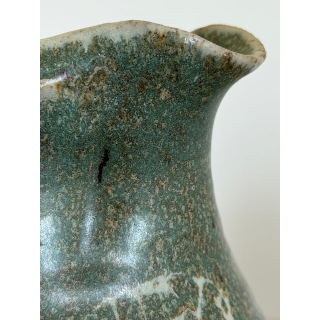 Pottery Pitcher With Dragonfly Glaze, Signed & Dated by Artist, Circa 1990s For Sale - Image 12 of 17