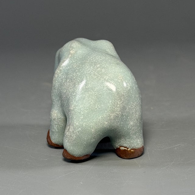 Antique Chinese Celadon Ceramic Elephant Figurine For Sale - Image 4 of 6