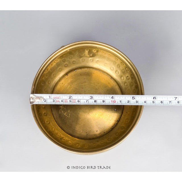 Vintage Hand Hammered Brass Planter French Tassel Rope Design For Sale - Image 4 of 4