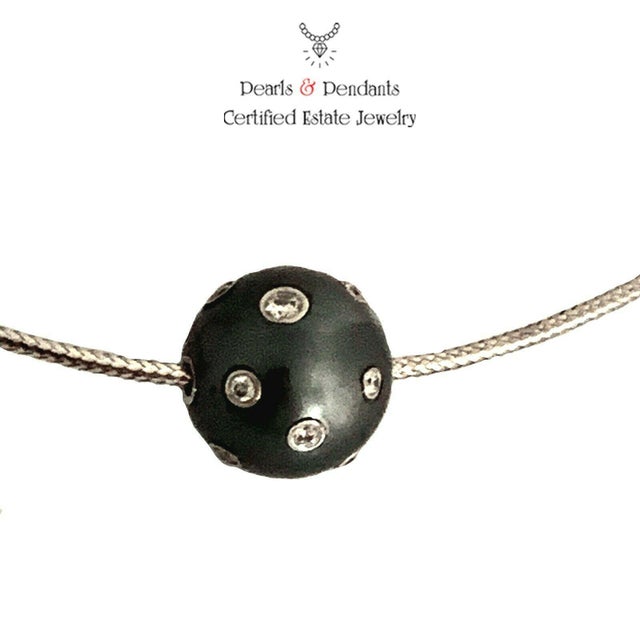 Metal Diamond Tahitian South Sea Pearl Necklace 0.5 TCW 14k Gold Certified For Sale - Image 7 of 7