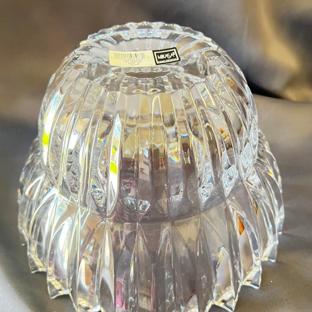Transparent Mikasa Ice Palace Crystal Bowl 10” Sculptural Modern Decor Slovenia Heavy For Sale - Image 8 of 9