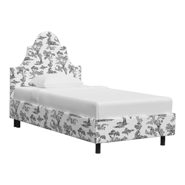 Red from Scalamandre crafted by Cloth & Company Geneva Twin Platform Bed, Light Gray Toile For Sale