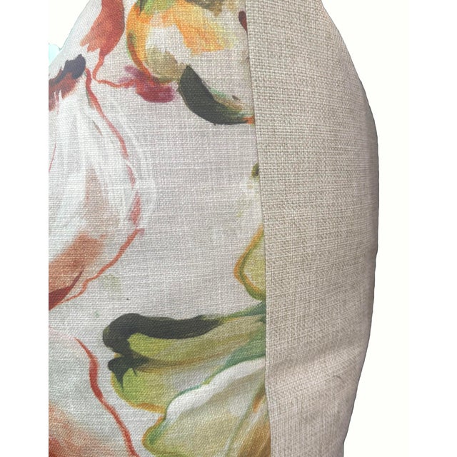 Traditional Impressionist Floral Linen Pillows - A Pair For Sale - Image 3 of 5