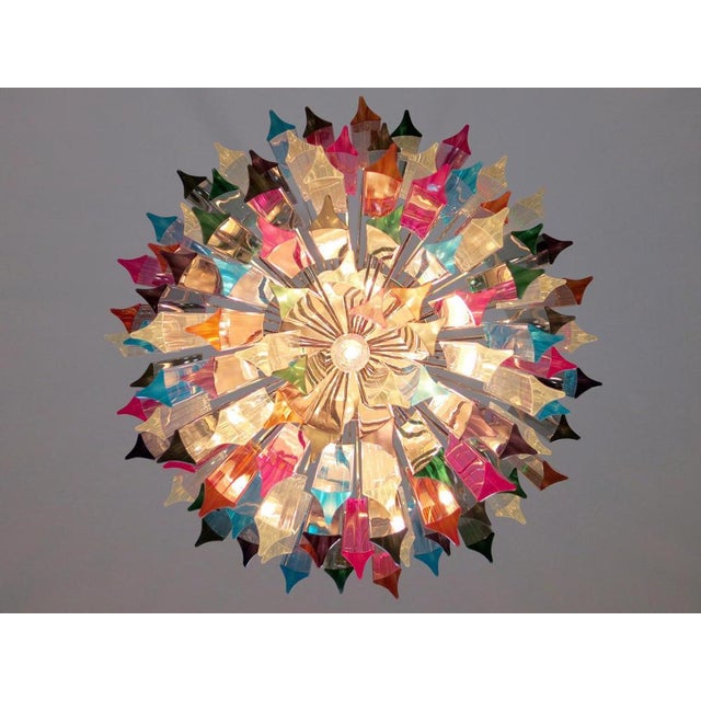 Multi-Color Triedri Chandeliers in Murano, 1970s, Set of 2 For Sale - Image 10 of 18