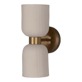 Ceramic and Brass Wall Sconce For Sale