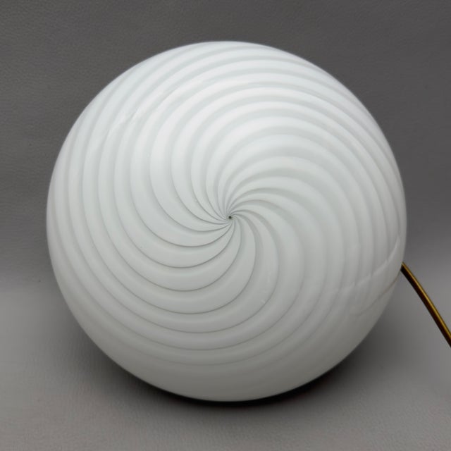 Metal White Murano Glass Table Lamp, 1970s For Sale - Image 7 of 13