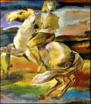"Joan II" Contemporary Abstract Figurative Oil Painting by Helen Zarin