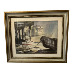 1975 Harbor Scene Watercolor Painting by California Artist Donald B. Williams