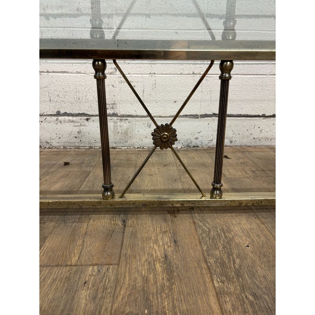 Vintage Maison Jansen Style Hollywood Regency Style Brass and Glass Coffee Table For Sale - Image 9 of 14