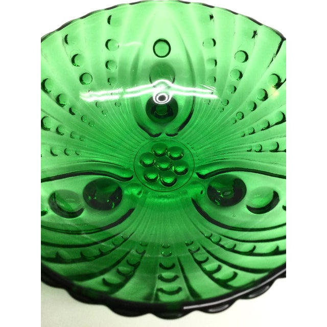 Small Green Hobnail Glass Footed Trinket Bowl For Sale - Image 4 of 6