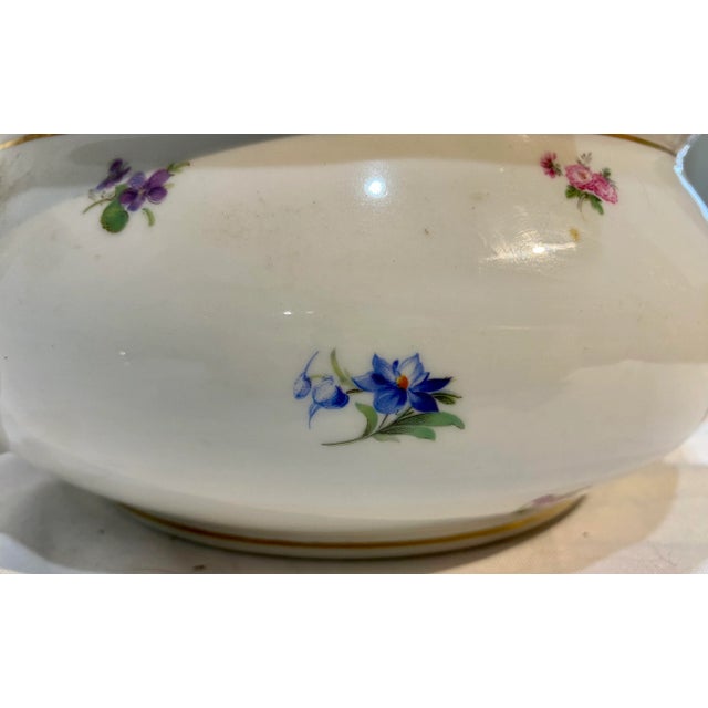White Vintage Porcelain Soup Tureen From Karlsbader Streuer Decorated With Delicate Floral Pattern - Made in Czechoslovakia For Sale - Image 8 of 13
