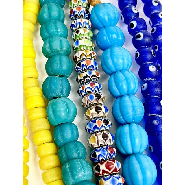 Tribal Antique European Glass and Chevron Trade Bead Necklaces For Sale - Image 3 of 5