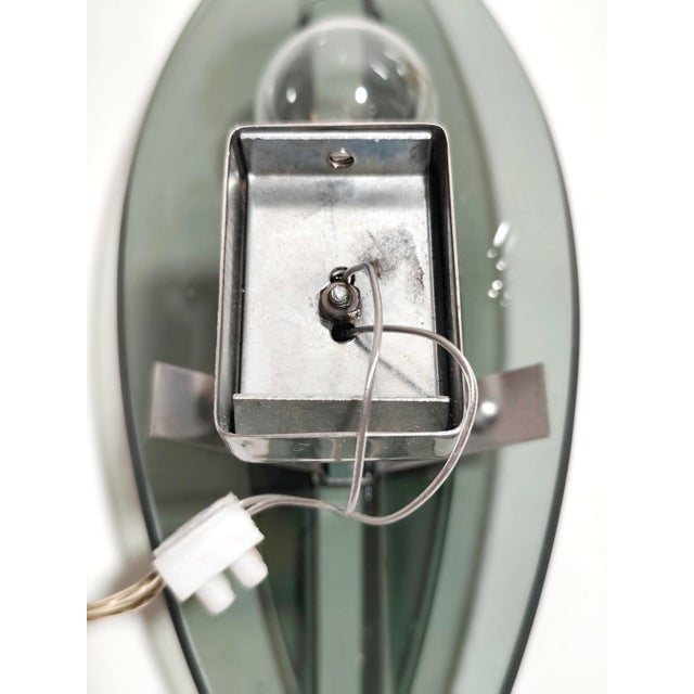 Wall Sconce with Smoked Glass. Italy, 1970s For Sale - Image 9 of 13