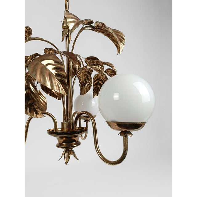 Chandelier with Gilded Leaves and White Opaline in the style of Hans Kögl, 1970s For Sale - Image 13 of 18