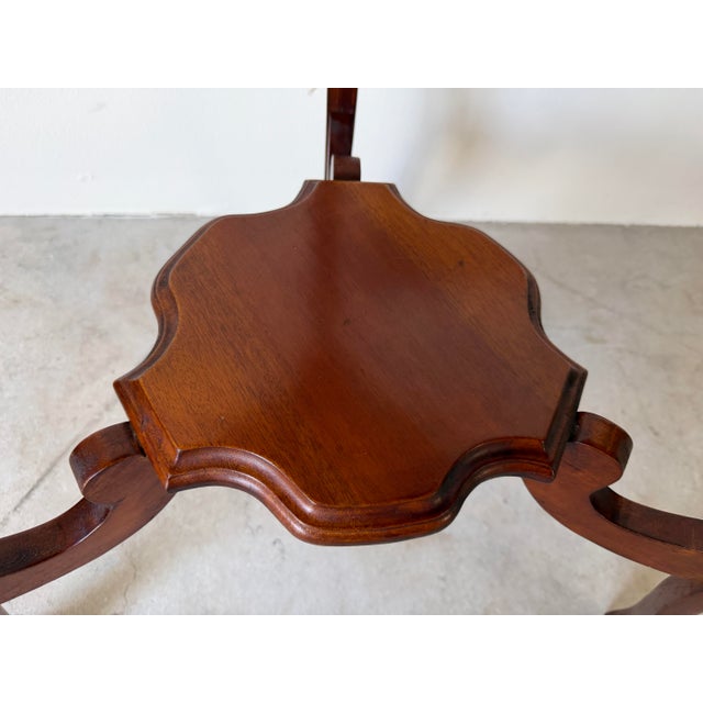 Wood Vintage Carved Mahogany Wood Scalloped End Table With Lower Shelf For Sale - Image 7 of 12