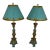 1950s Florentine Gilt Wood Table Lamps With Matching Hand Painted Shades - a Pair For Sale