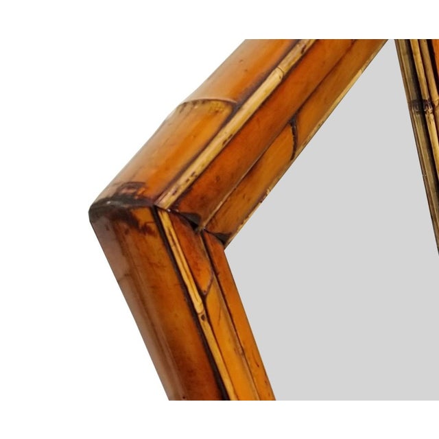 1960s Vintage Bamboo and Rattan Wall Mirror - Made in Italy For Sale - Image 5 of 9