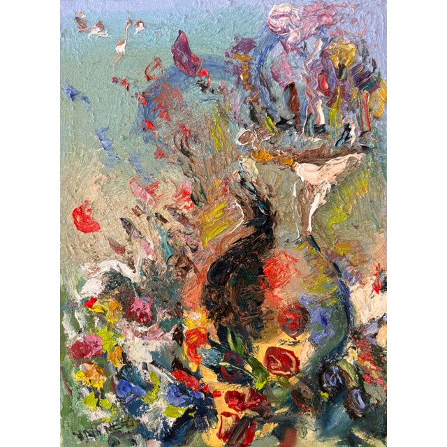 Abstract Floral Oil Painting, Impressionist, by Van Ness For Sale In Saint Louis - Image 6 of 11