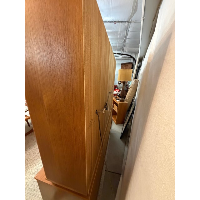 1970s Vintage 1970s Dyrlund Danish Modern Teak Lighted Hutch & Bar Cabinet Wall Unit For Sale - Image 5 of 14