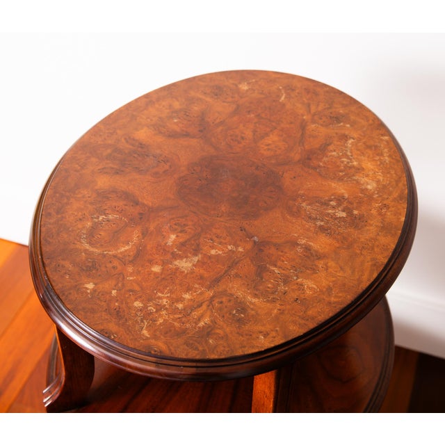 Late 20th Century Late 20th Century Baker Furniture Burled Walnut Three Tiered Side Table For Sale - Image 5 of 8