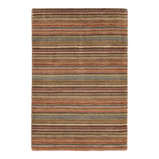 Dash & Albert by Annie Selke Brindle Stripe Spice Loom Knotted Wool Rug, 3' x 5' For Sale