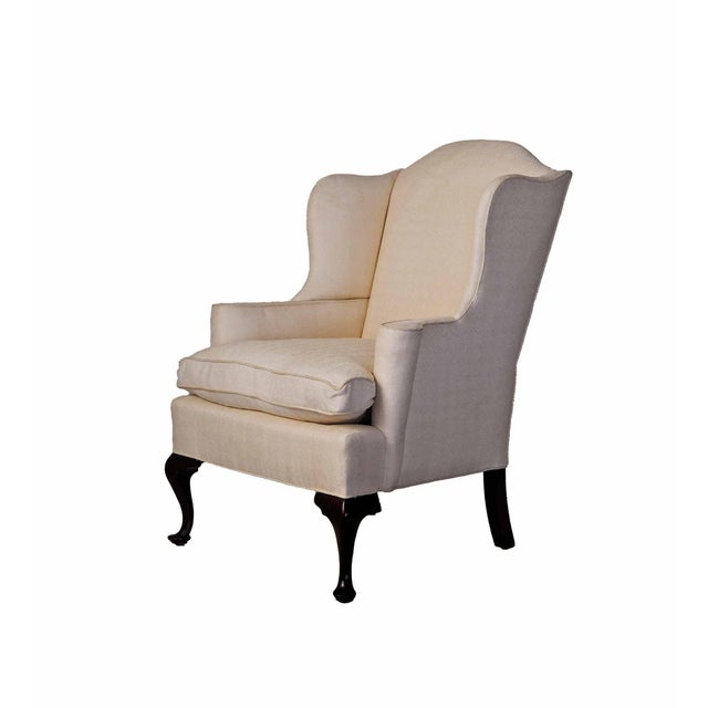 Traditional Vintage Upholstered Armchair - Off White For Sale - Image 3 of 8