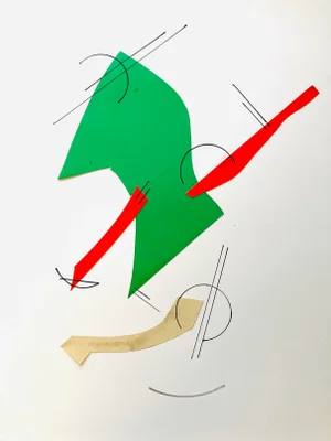 Abstract Collage by Erik Sulander 22x20 on Paper Signed