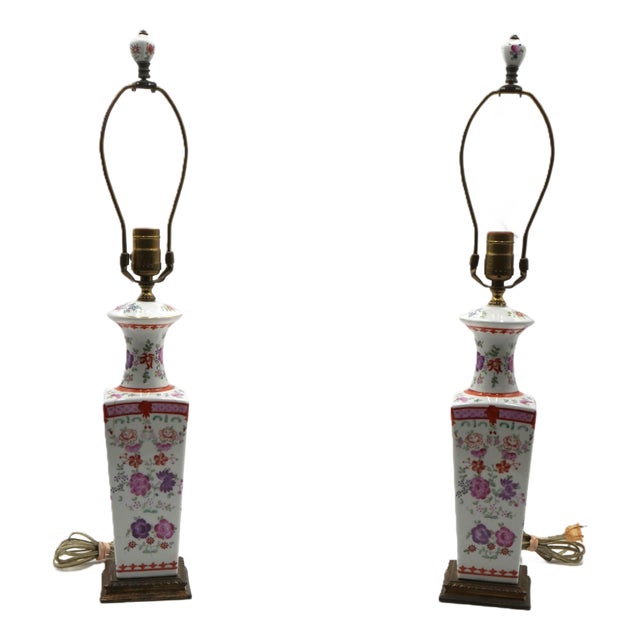 Vintage Chinese Porcelain Table Lamps - a Pair For Sale