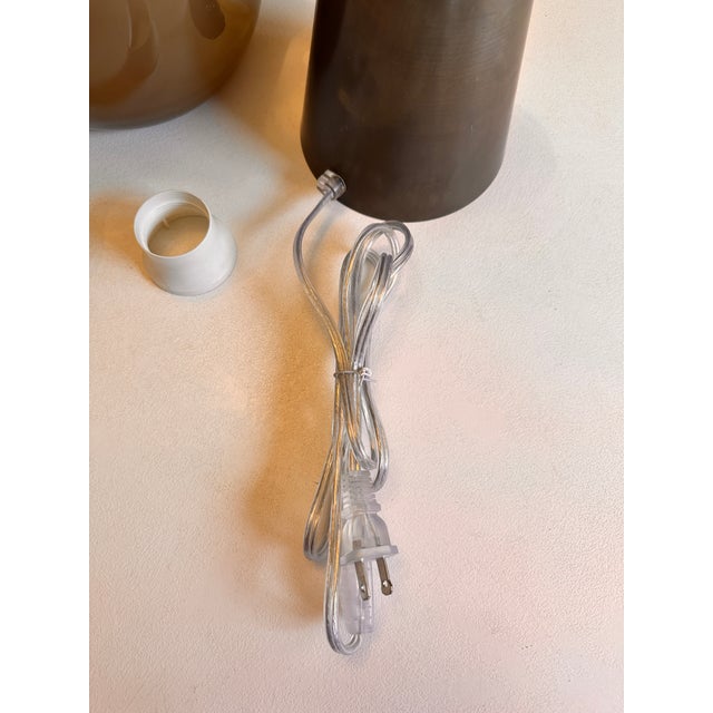 Contemporary Milky-Beige Murano Style Glass Table Lamp For Sale - Image 6 of 10