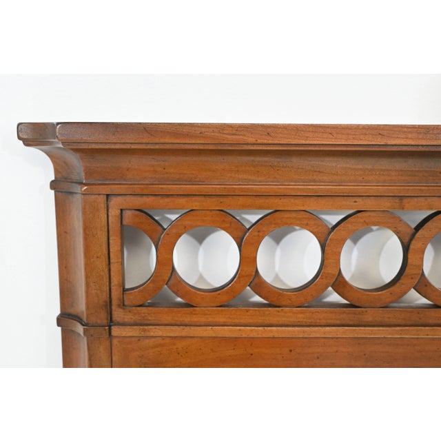 1980s Kindel Neoclassical Regency Style Cherry Wood Wall Mirror With Pierced Gallery For Sale - Image 5 of 13