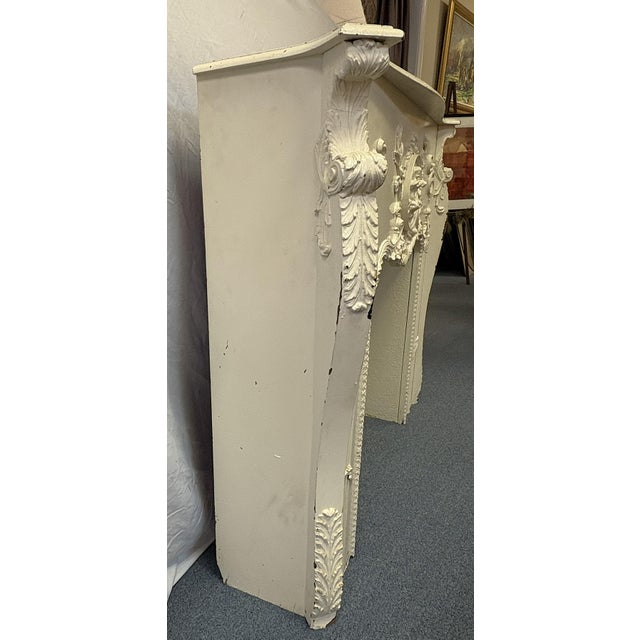 Architectural Salvage Antique French Fireplace Mantel With Cherub and Foliate Details For Sale - Image 4 of 18
